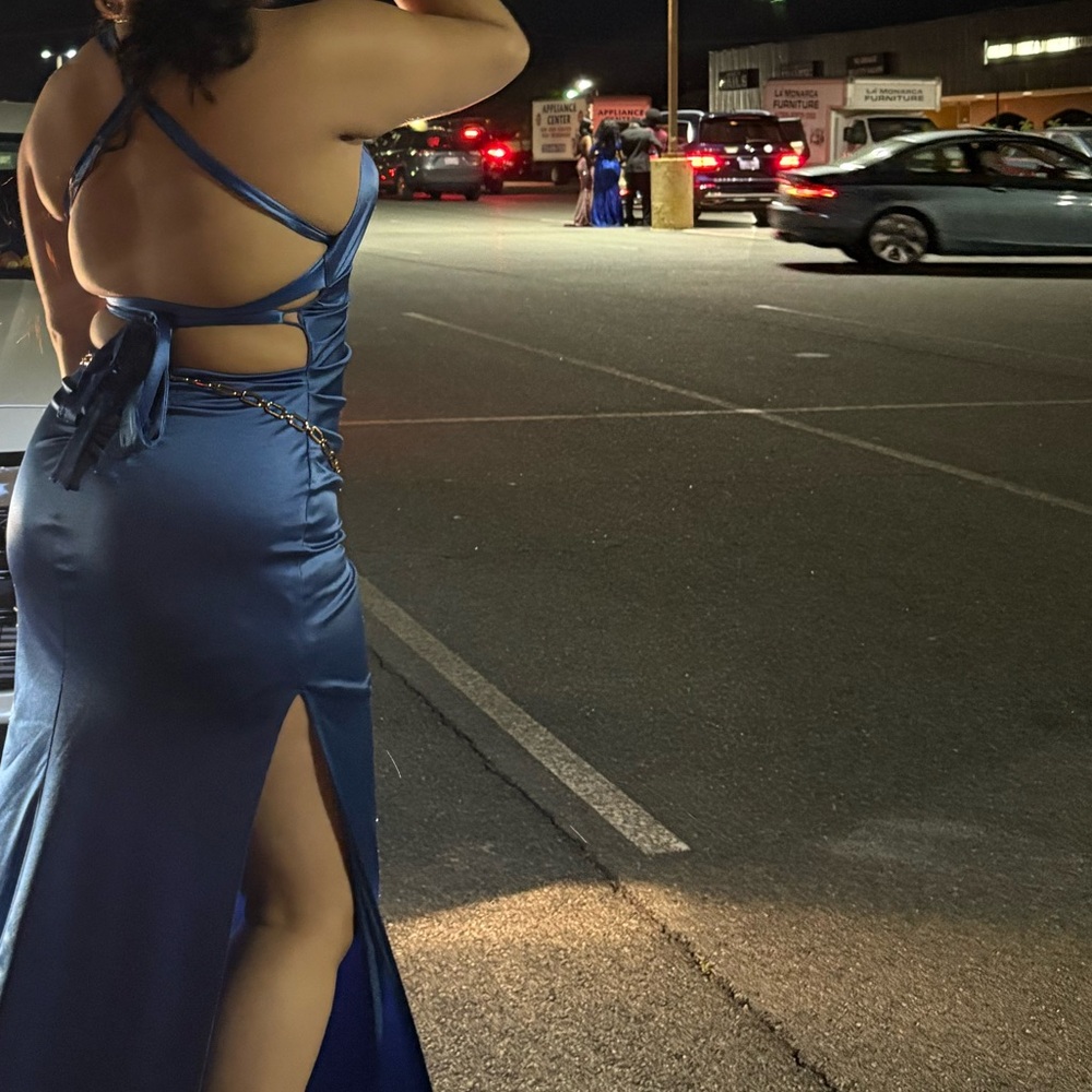 Macy's Blue Halter Gown for Prom